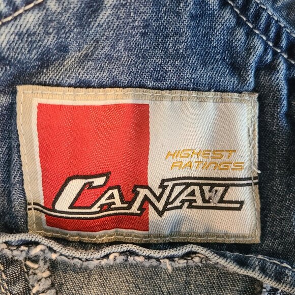 Vintage Canal Jeans Denim Cotton Overalls Large Streetwear Y2K Grunge - Picture 4 of 11